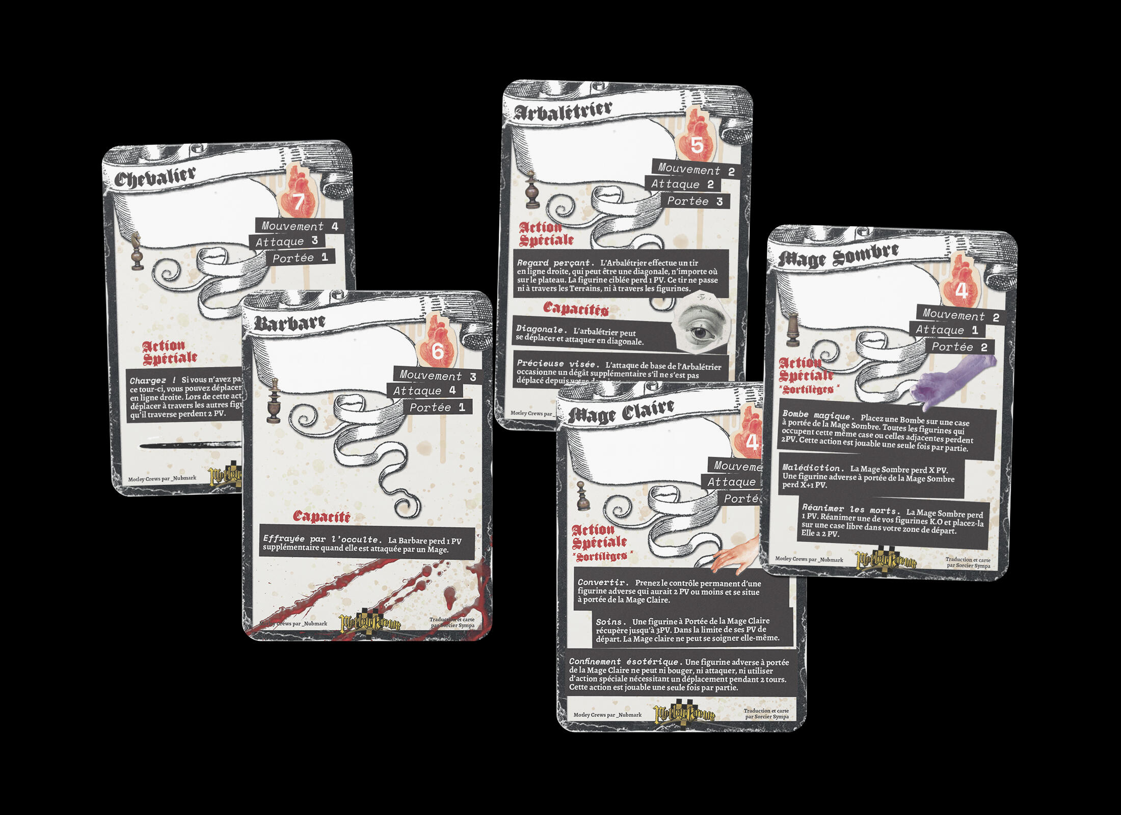 5 cartes du jeu Motley Crews.